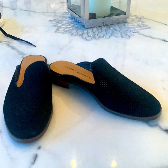 Lucky Brand Shoes - Lucky Brand Mules Suede Leather Flats Black Women’s 7